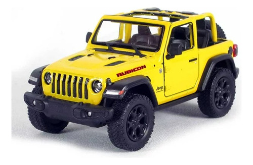 Jeep Rubicon 2018 Sin Techo Escala 1/34 Kinsmart. Amarillo