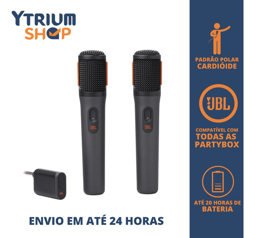 Kit Com 02 Microfone Sem Fio Jbl Partybox Wireless Original