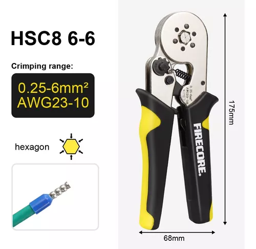 Herramienta de engarce con 1200 terminales de engarce aislados de 0,25 mm a  10 mm. Alicates, herramientas, terminales eléctricos del electricista ( crimpadora + 1200 asas)