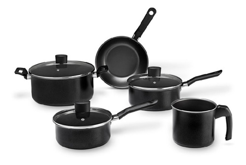 Set Bateria Olla Aluminio Teflon Cocina Brinox Ebony 5 Pieza