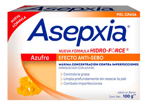 Jabón En Barra Asepxia Azufre 100g Genomma Lab