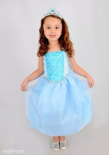 Fantasia Vestido Elsa Frozen Som e Luz com Capa