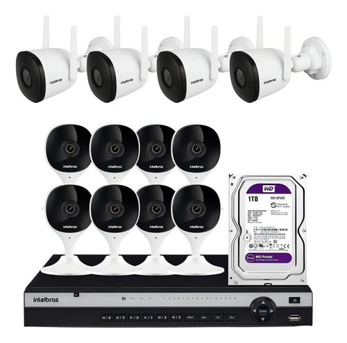 Kit 12 Câmeras Wifi Interna E Externa C/ Nvd 3316 Hd 1tb