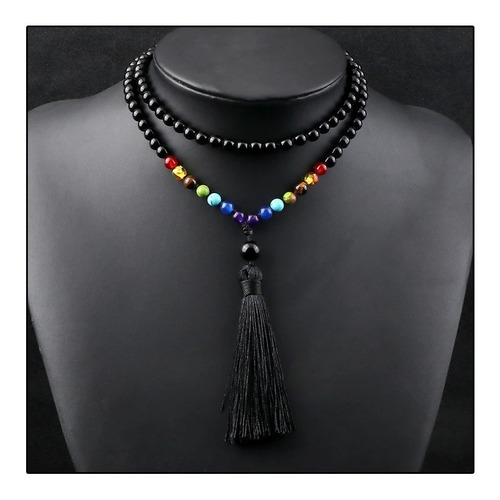 Imagen 2 de 6 de Collar Japa Mala 7 Chakras Budista 108 Cuentas Pulsera V4