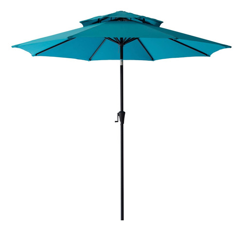 9 Pies Double Top Outdoor Patio Market Umbrella With Solar L