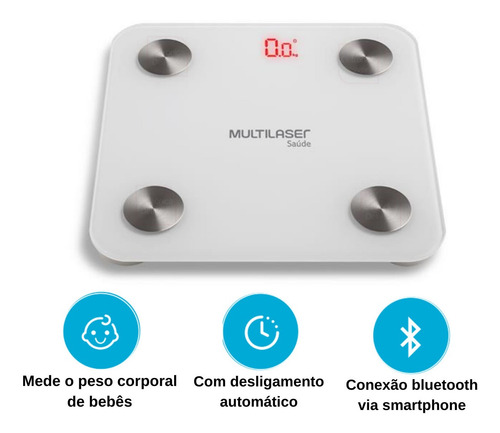 Imagem 2 de 8 de Balança Bioimpedância Até 180kg Biohealth Multilaser Saúde