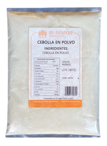 Cebolla Molida En Polvo Pura 100 Gramos