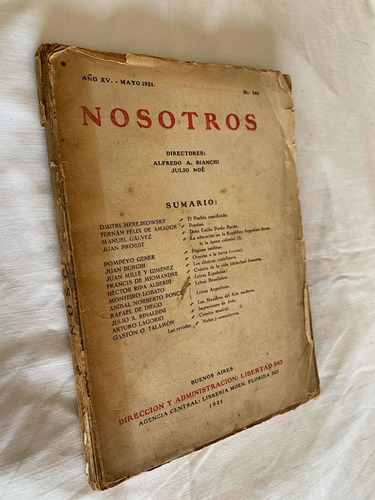 Revista Nosotros 144 1921 Manuel Galvez Juan Burghi Talamon