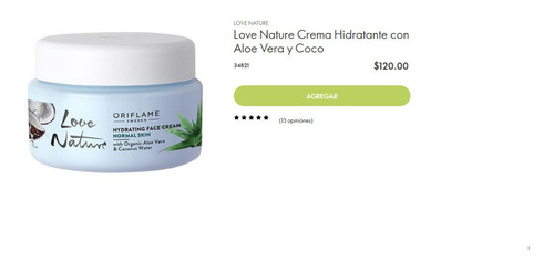 Set Love Nature Oriflame Agua De Coco