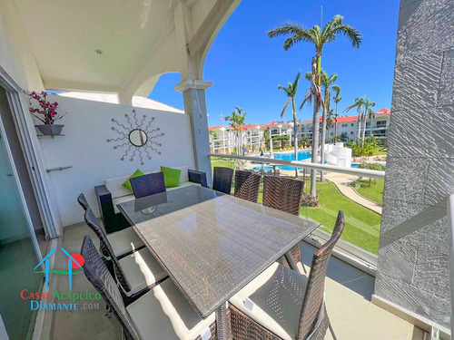 Cad Diamante Lakes Zafiro 327. Terraza Con Vista A La Alberca Y Jardines