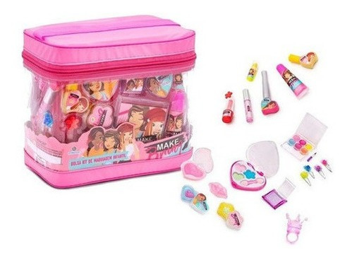 Maquiagem Infantil Kit Make Com Bolsa Rosa 