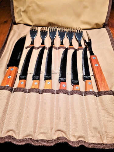 Set 6 Cuchillos+6 Tenedores+1 Cuchillo Grande+1pincho Asados