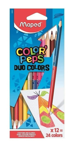 Imagen 1 de 7 de Lápices De Color Maped Color Peps Duo 12 Lapices 24 Colores