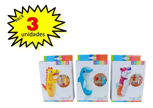 Inflable Porfiado Infantil Muñeco 3d Bolsa De Boxeo 3pack