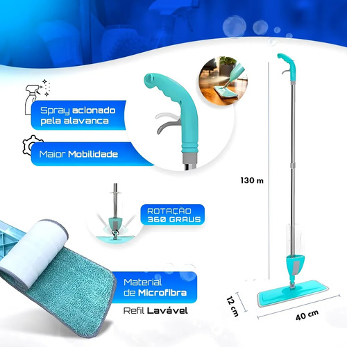 Mop Spray Com Reservatório Acompanha Refil + 6 Refis