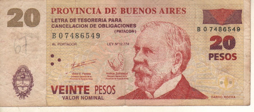 Buenos Aires Bono De 20 Patacones 2002 - Bueno+