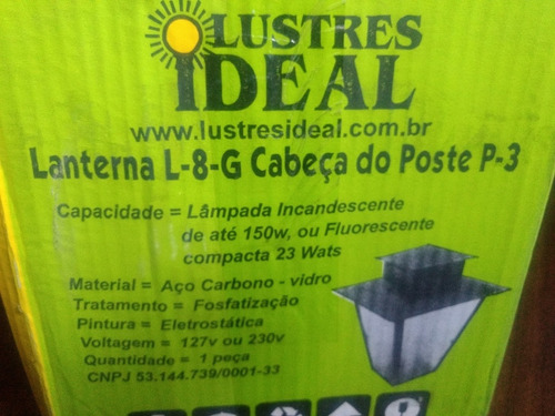 Imagem 2 de 4 de Poste De Jardim, Colonial Lustre Retangular Preto 1,76m