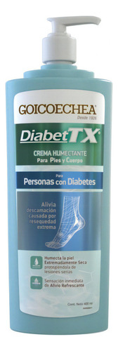 Diabettx Crema Corporal Humectante E Hidratante 400 Ml Fragancia Mentol Tipo de envase Pote