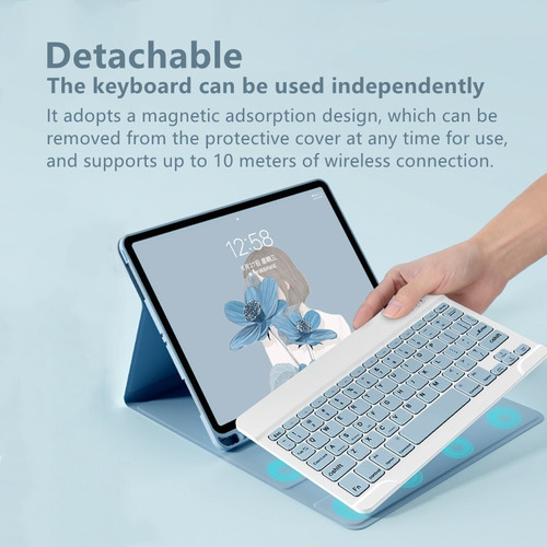 Imagen 3 de 9 de Funda Con Teclado Y Ratón Para iPad 9ª/8ª/7ª Gen 10.2 Inch