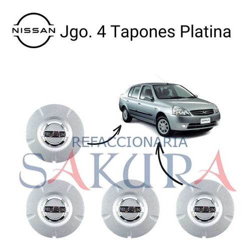 Set 4 Tapones Rueda Platina 2004 Nissan