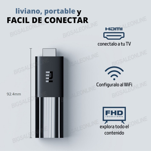 Imagen 4 de 9 de Convertidor Smart Xiaomi Mi Tv Stick Amazon Disney Netflix