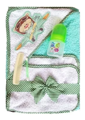 Set de toalla para bebé, verde, 90 cm x 60 cm. - Landi Baby®