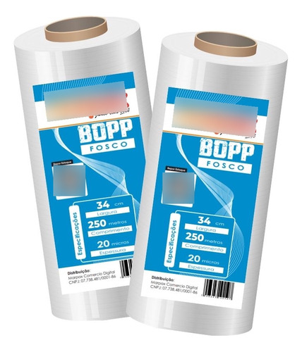 Kit 02 Bobinas Bopp Fosco Para Laminação A3 34cmx250m Marpax