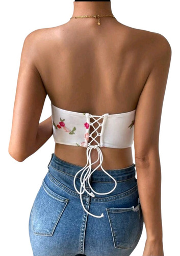Corcel Con Encaje Estampado Floral Dama Ajuste