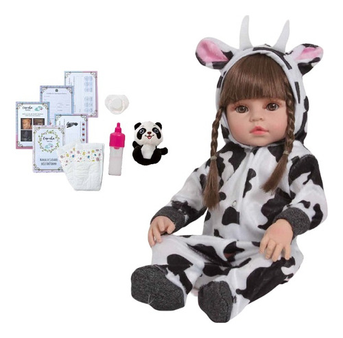 Boneca Bebe Reborn Valentina Roupa Vaquinha
