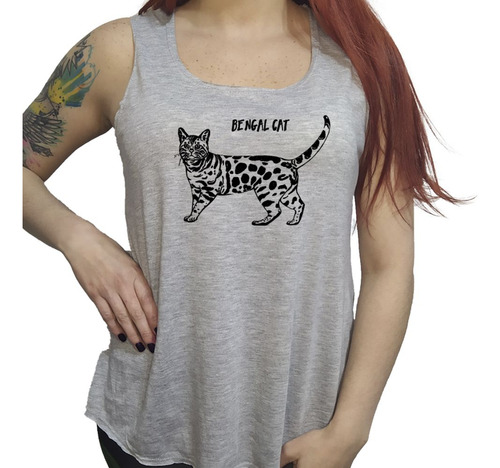 Musculosa Acampanada Gato De Bengala Bengal Cat Vector M2