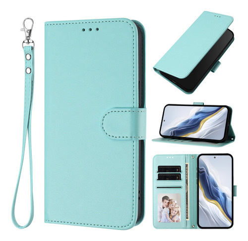 Funda De Piel Tipo Cartera Para Teléfono Inteligente Huawei P, Color Menta Pt187