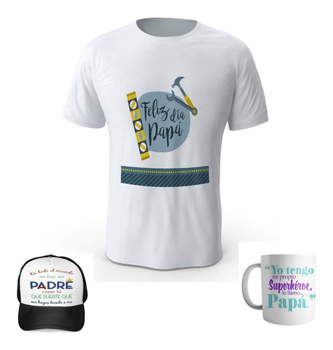 Combo Camiseta + Gorra + Mug Dia Del Padre Papá R27