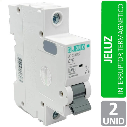Imagen 1 de 8 de Interruptor Termomagnetico 1 Polo Curva C Jeluz 1x16 C16 X2