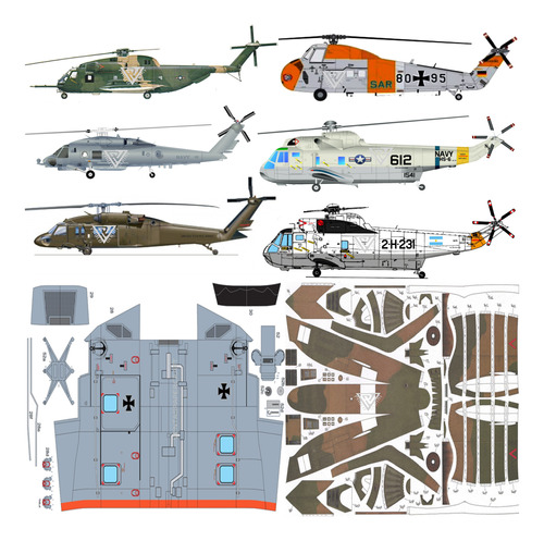 Pack Helicópteros Sikorsky (x6) Papercraft (envio X Mail)