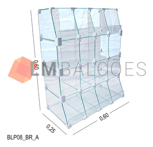 Baleiro De Vidro Pirâmide - 0,60 X 0,60 X 0,25 (branco)