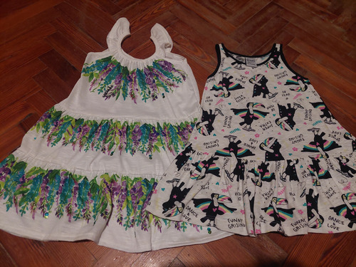 Pack 2 Vestidos Nena Grisino Talle 3-4 Y Guacamole Talle 4