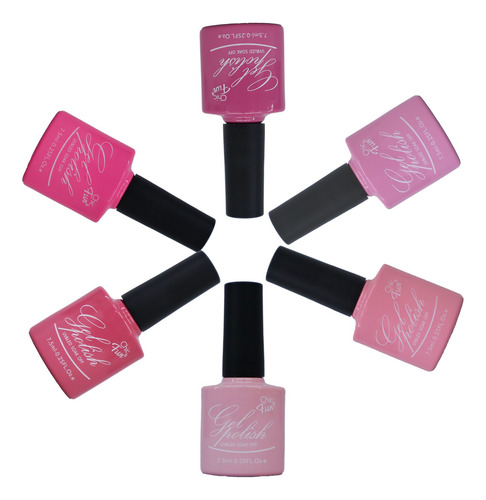 Kit 6 Esmaltes Em Gel Cor Festa 7.5ml Chic & Fun Esmalte Gel