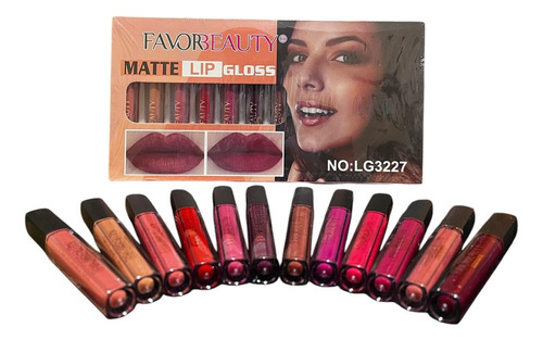 Labial Gloss Matte / Favorbeauty / 12 Tonos