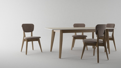 Mesa De Comedor Madera Rectangular Laqueada 140x90 - Pampa Patas Tabaco/natural