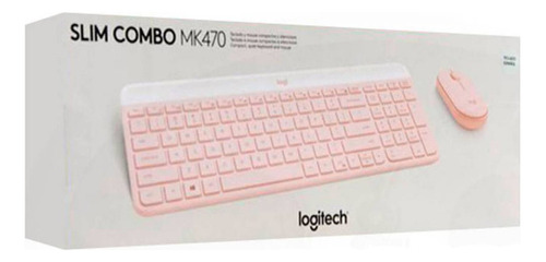 Teclado Logitech + Mouse Mk470 Wireless Slim Usb Rosa 