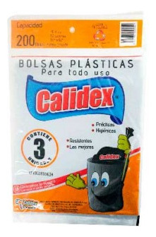 Bolsa Plastica Para Papelera Calidex 200lts Pq 3 Und