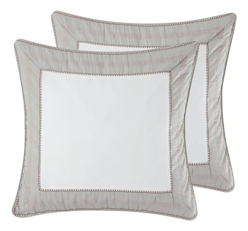 Set Edredón 12 Piezas Matrimonial/queen Doble Vista Suave Color Gris Diseño De La Tela Rayas