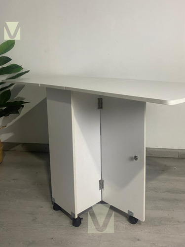 Mesa De Comedor Plegable Extendible Blanca 140x60cm