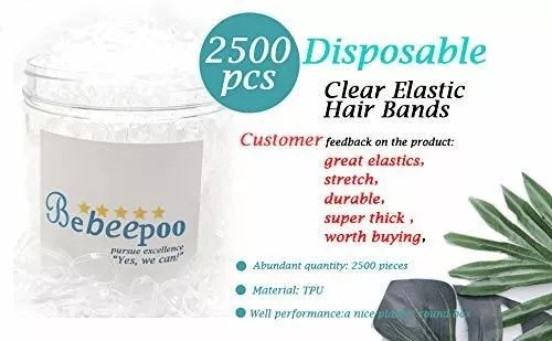 Clear Elastic Hair Bands，BEBEEPOO 2500pcs Mini Hair Rubber Bands