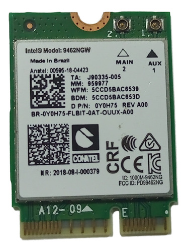 Placa Wifi Wireless 9462ngw Dual Band Bluetooth 5.0 01ax795 (Usado)