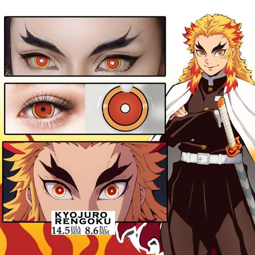 Pupilentes Rengoku Demon Slayer Kimetsu No Jaiba Disfraz Cos