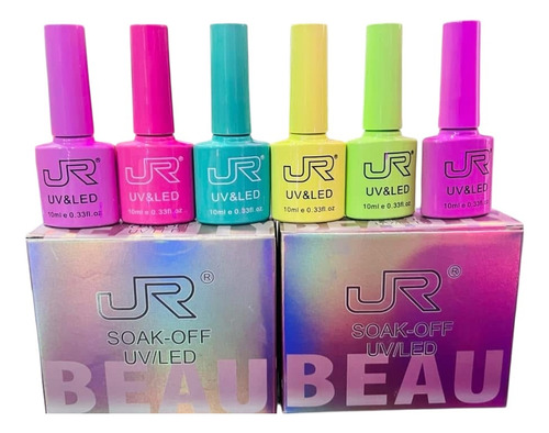 Kit 9 Gamas Jr 54 Geles De 10ml + Top Y Base 15 Ml Milticolor
