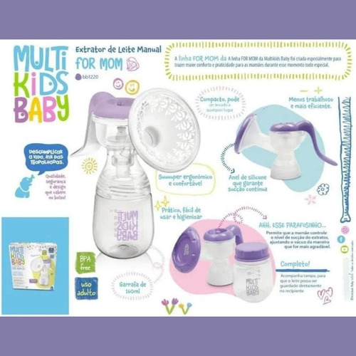 Extrator Tira Leite Materno Bombinha Manual Multikids Baby