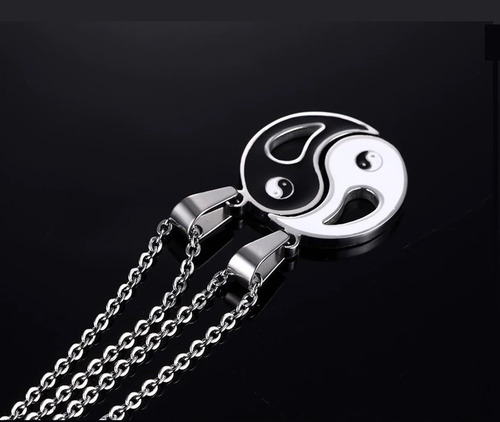 Imagen 2 de 6 de Collar 2 En 1 De Acero Inoxidable, Yin&yan