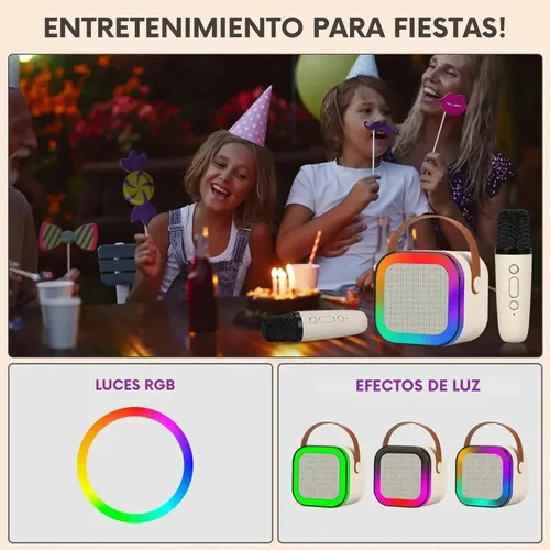 Parlante Led Con Microfono Inalambrico Bluetooth Karaoke Rosa